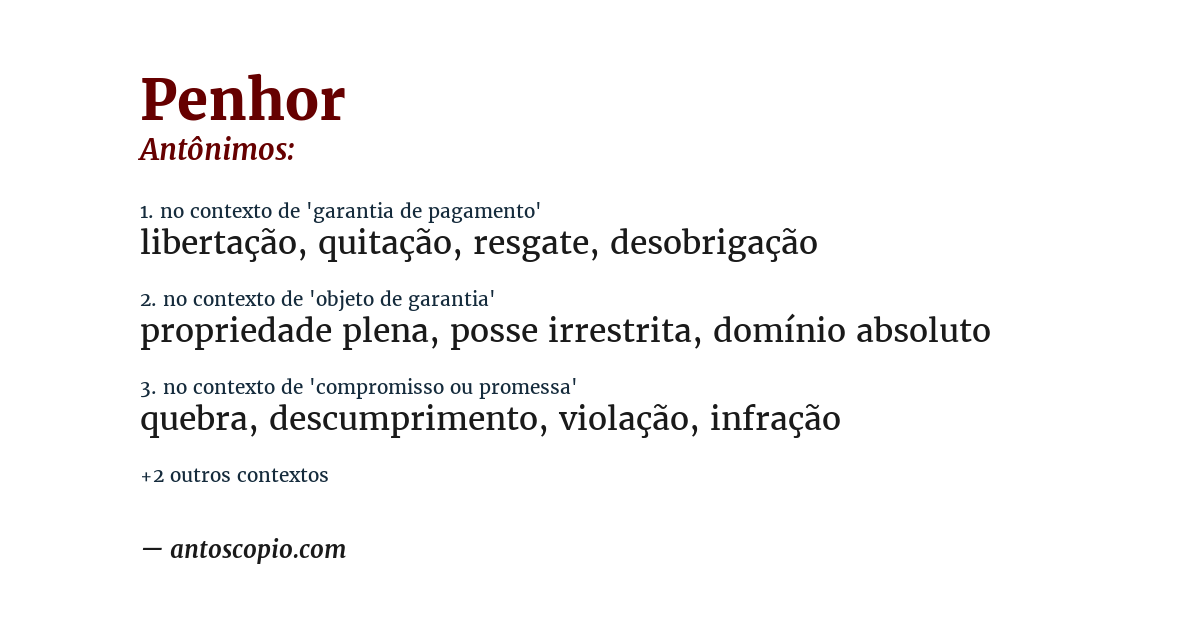 Antônimo de penhor
