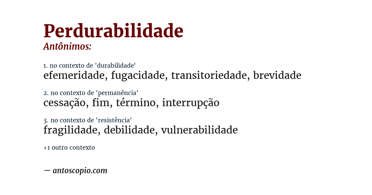 Antônimo de perdurabilidade