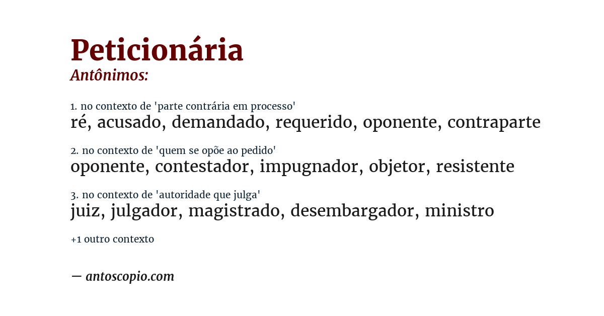Antônimo de peticionária