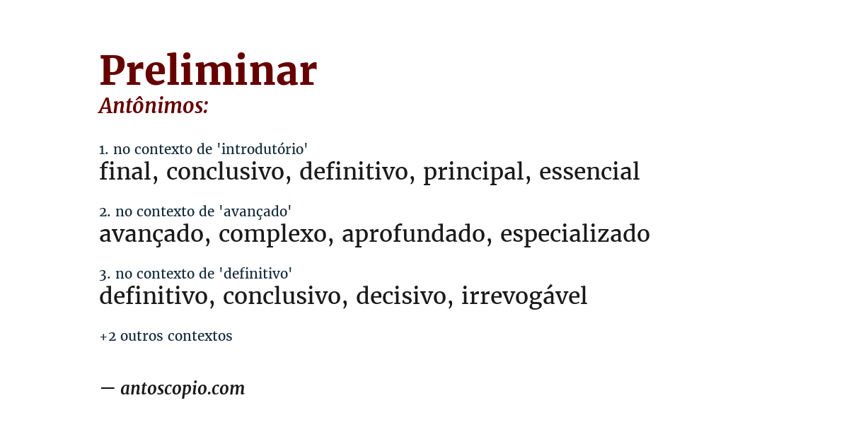 Antônimo de preliminar