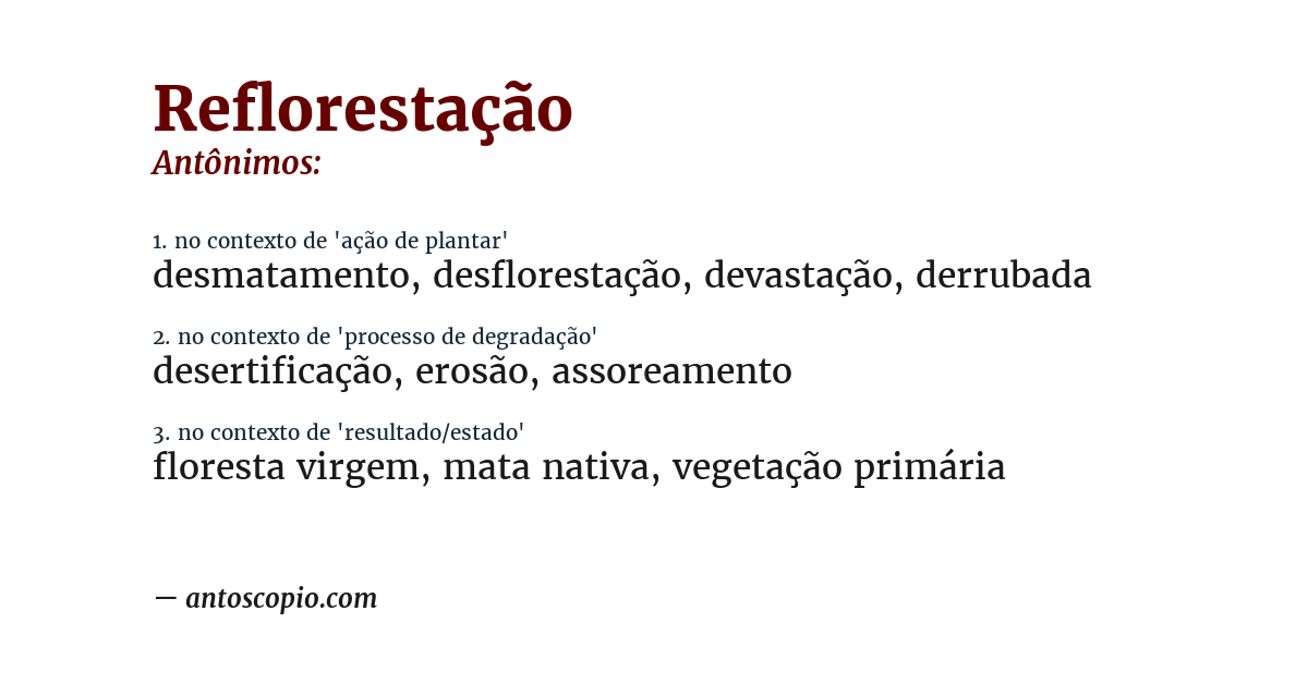 Antônimo de reflorestação