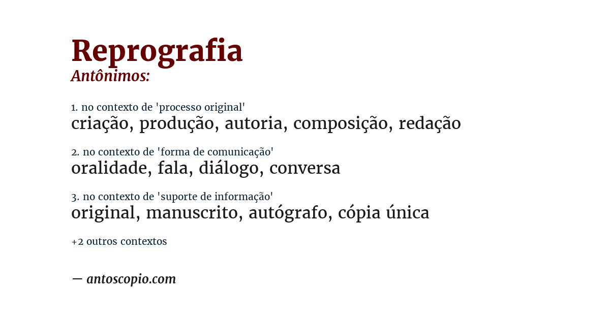 Antônimo de reprografia