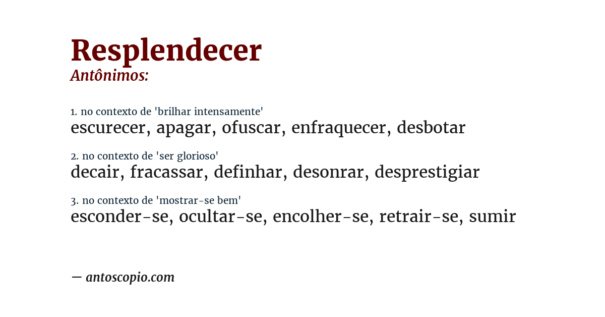 Antônimo de resplendecer