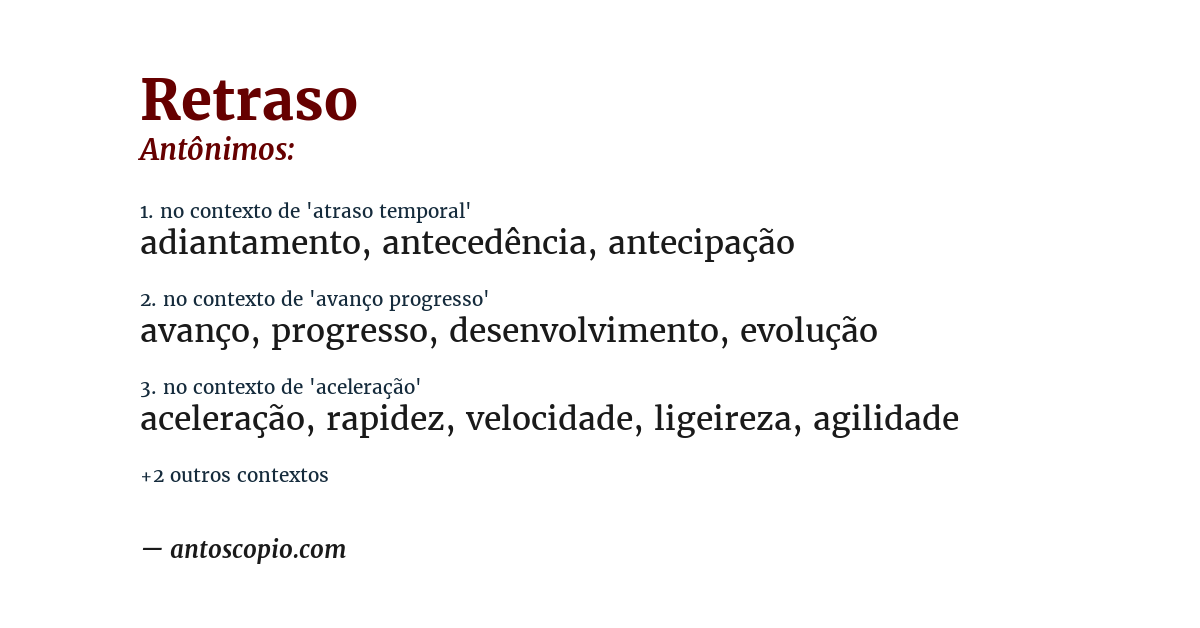 Antônimo de retraso