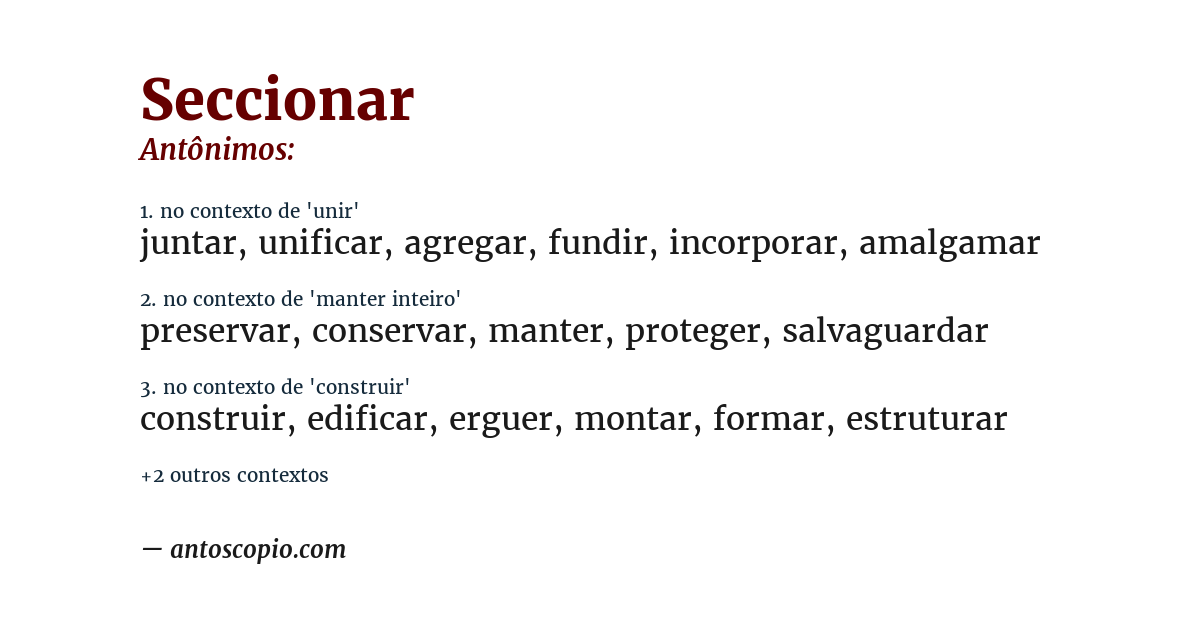 Antônimo de seccionar