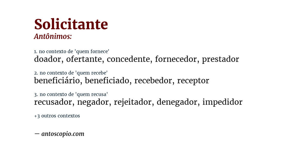 Antônimo de solicitante
