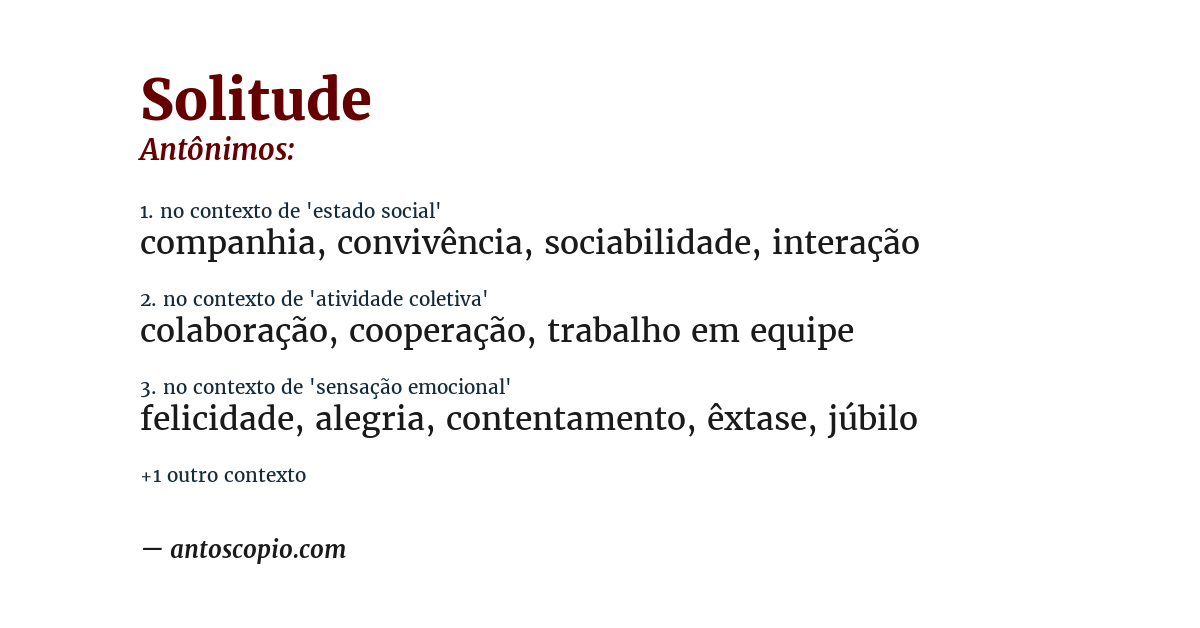 Antônimo de solitude