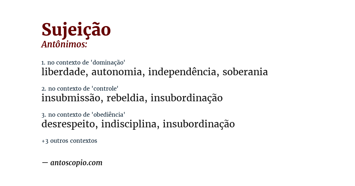 Antônimo de sujeição