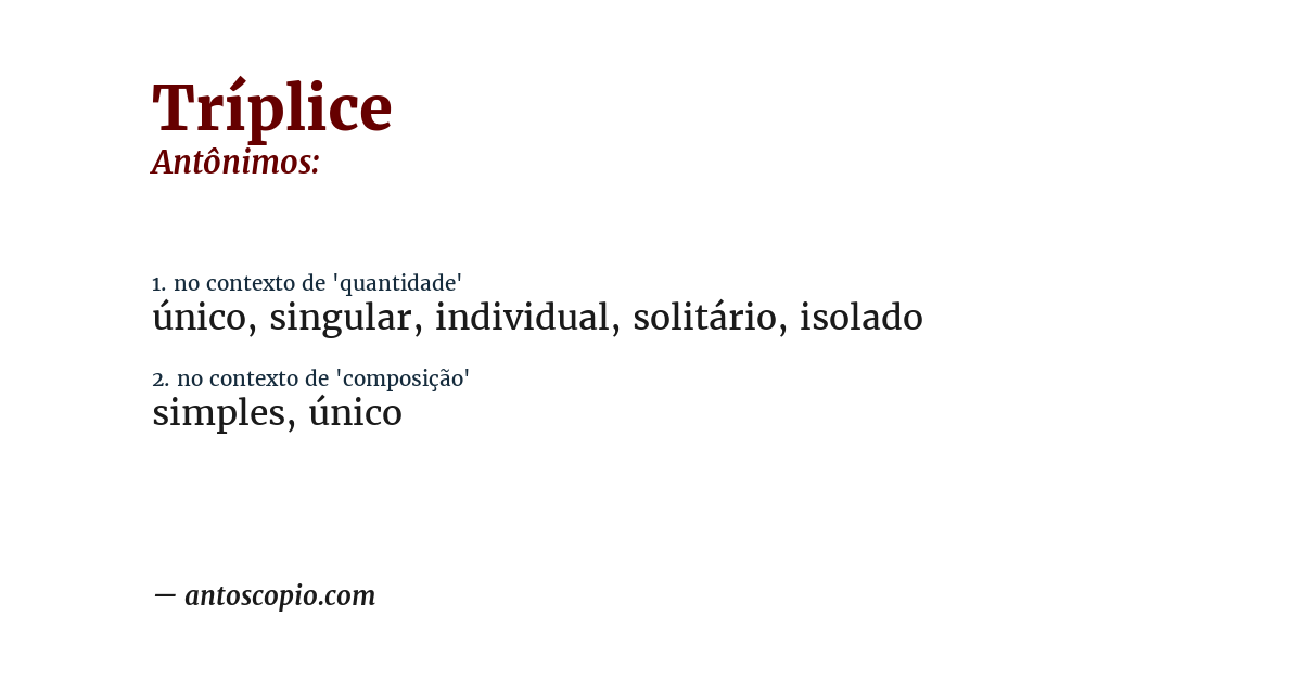 Antônimo de tríplice