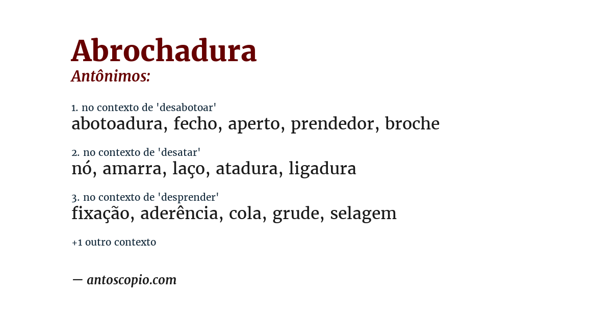 Antônimo de abrochadura