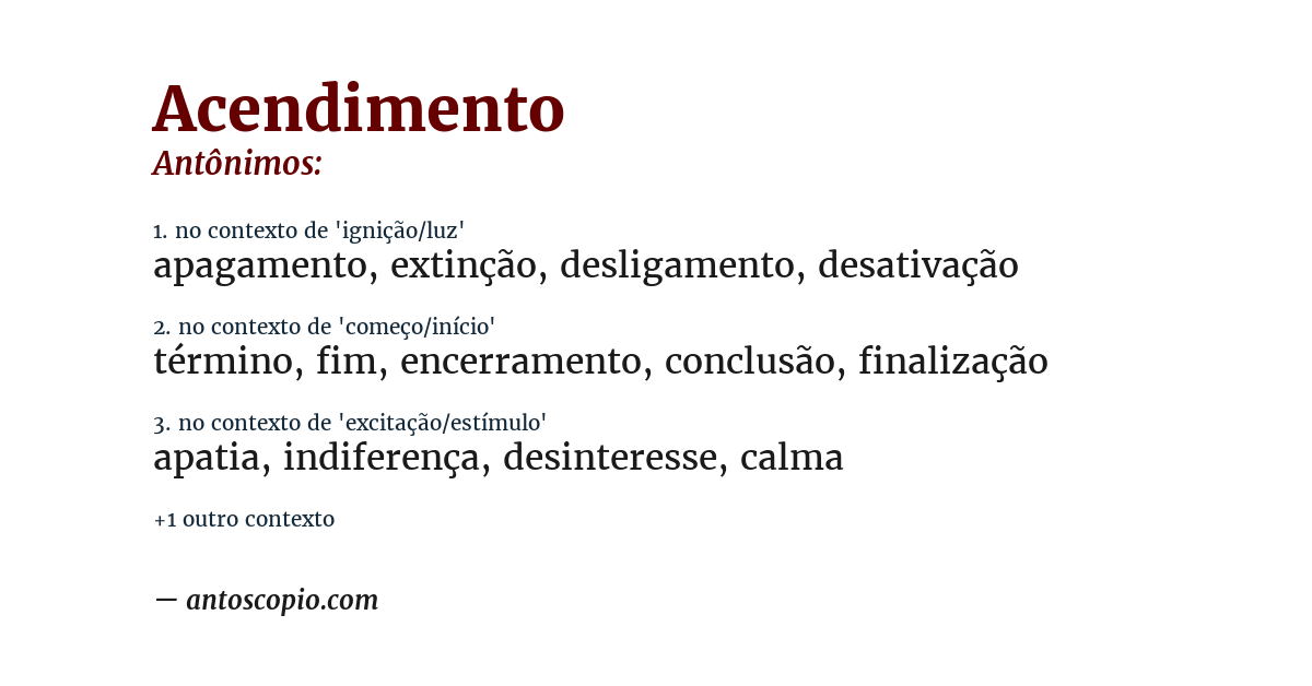Antônimo de acendimento