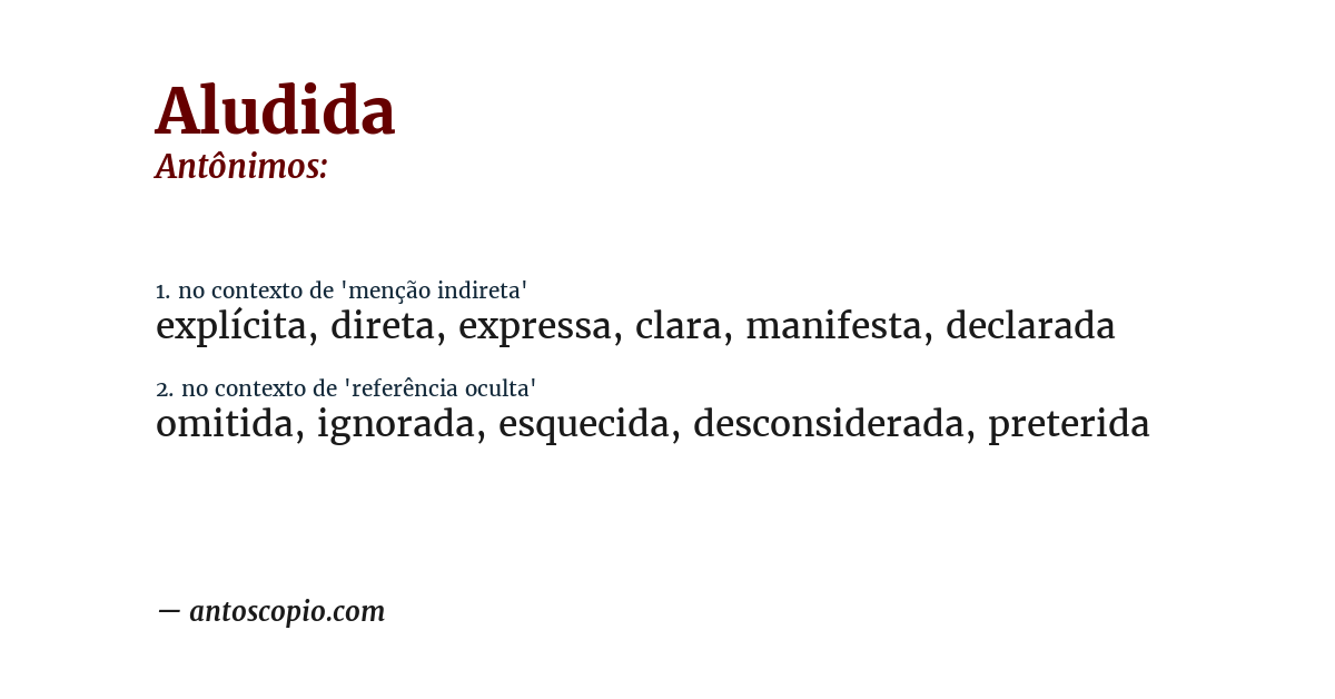 Antônimo de aludida