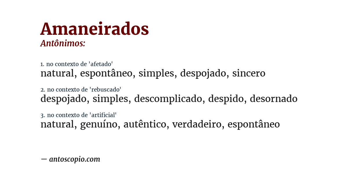 Antônimo de amaneirados