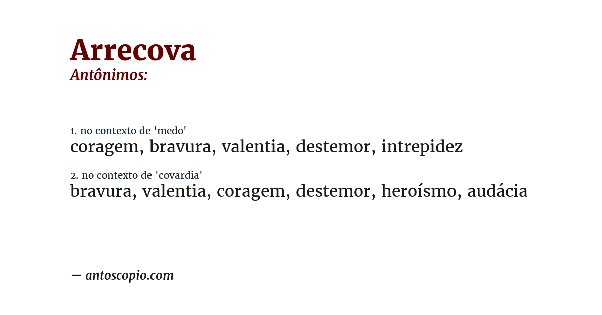 Antônimo de arrecova