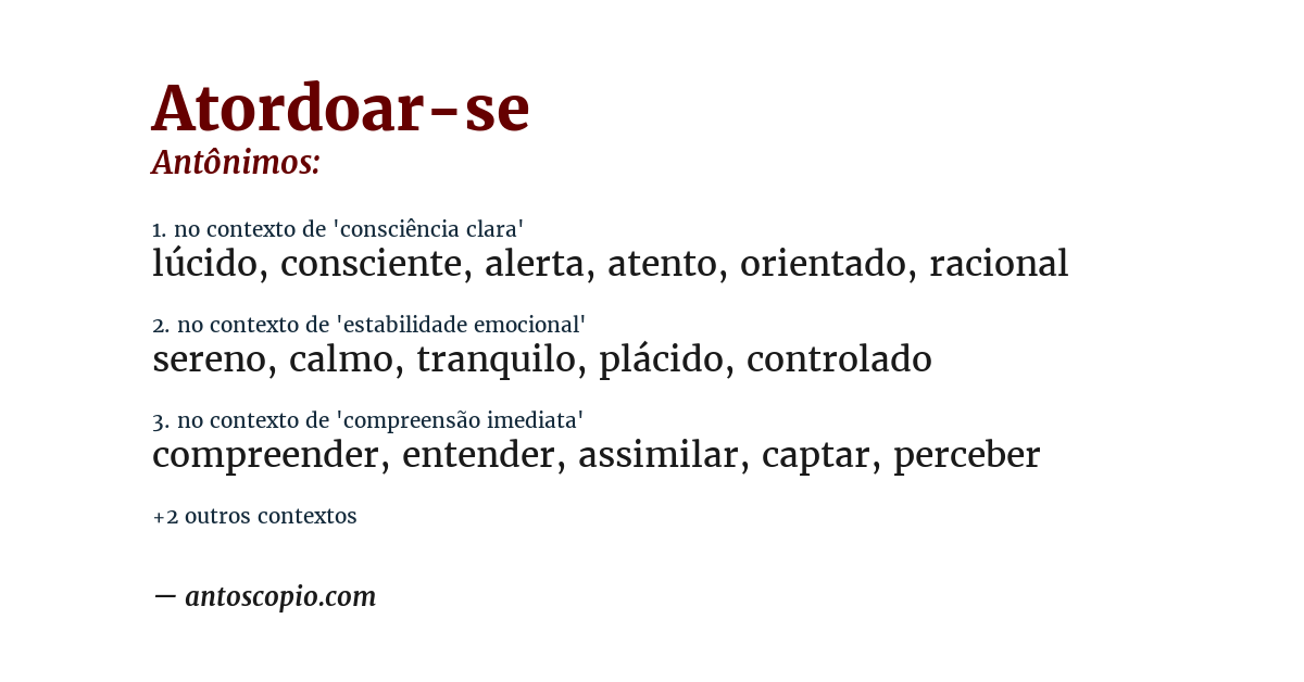 Antônimo de atordoar-se