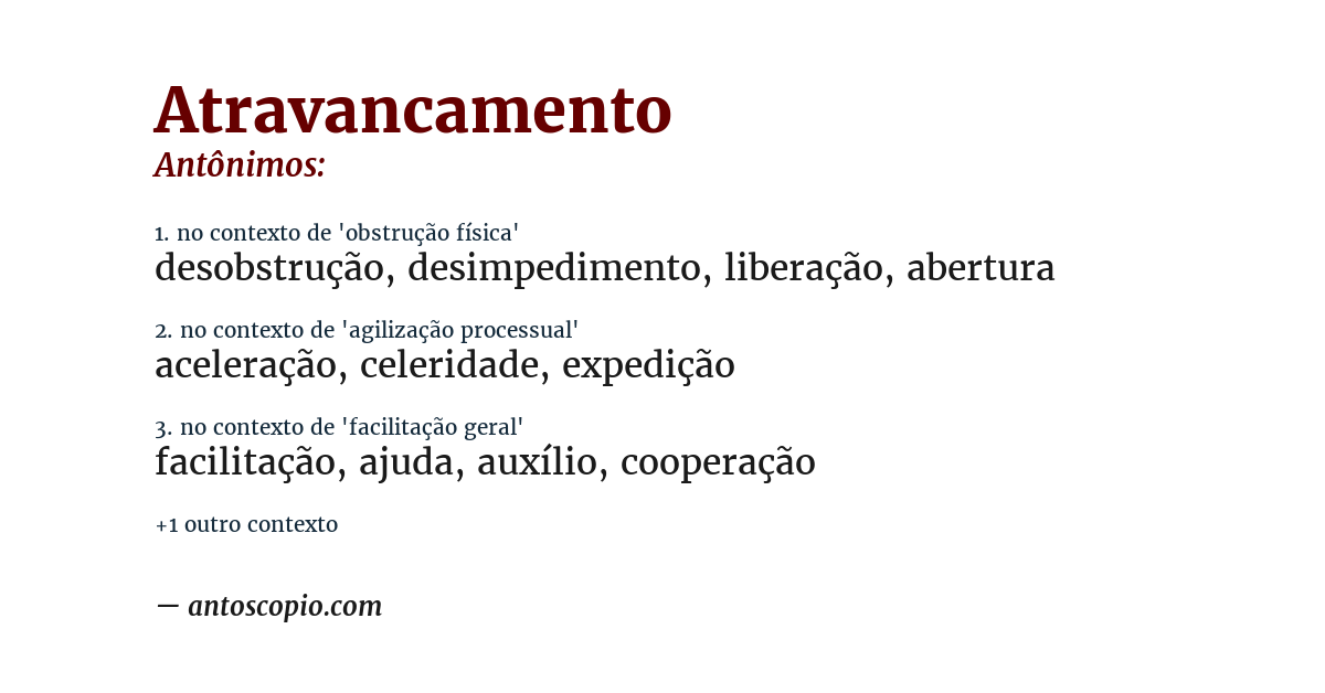 Antônimo de atravancamento