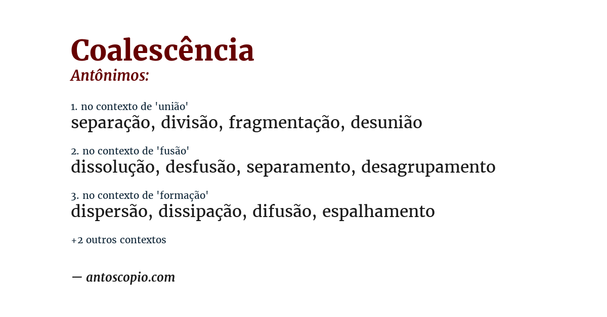 Antônimo de coalescência