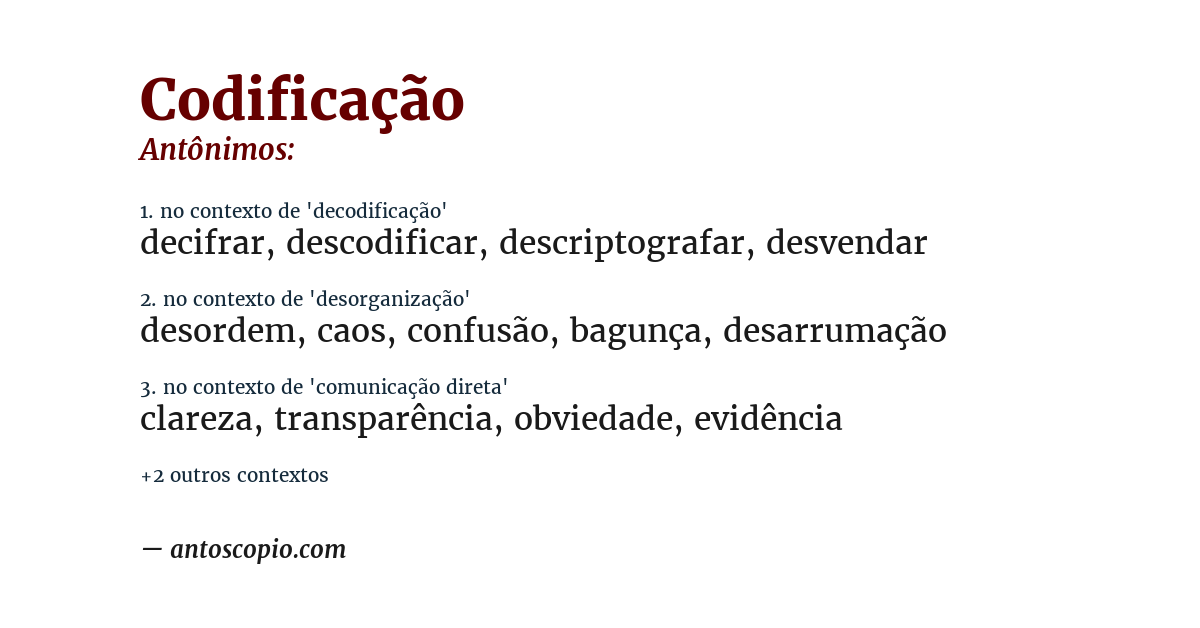 Antônimo de codificação