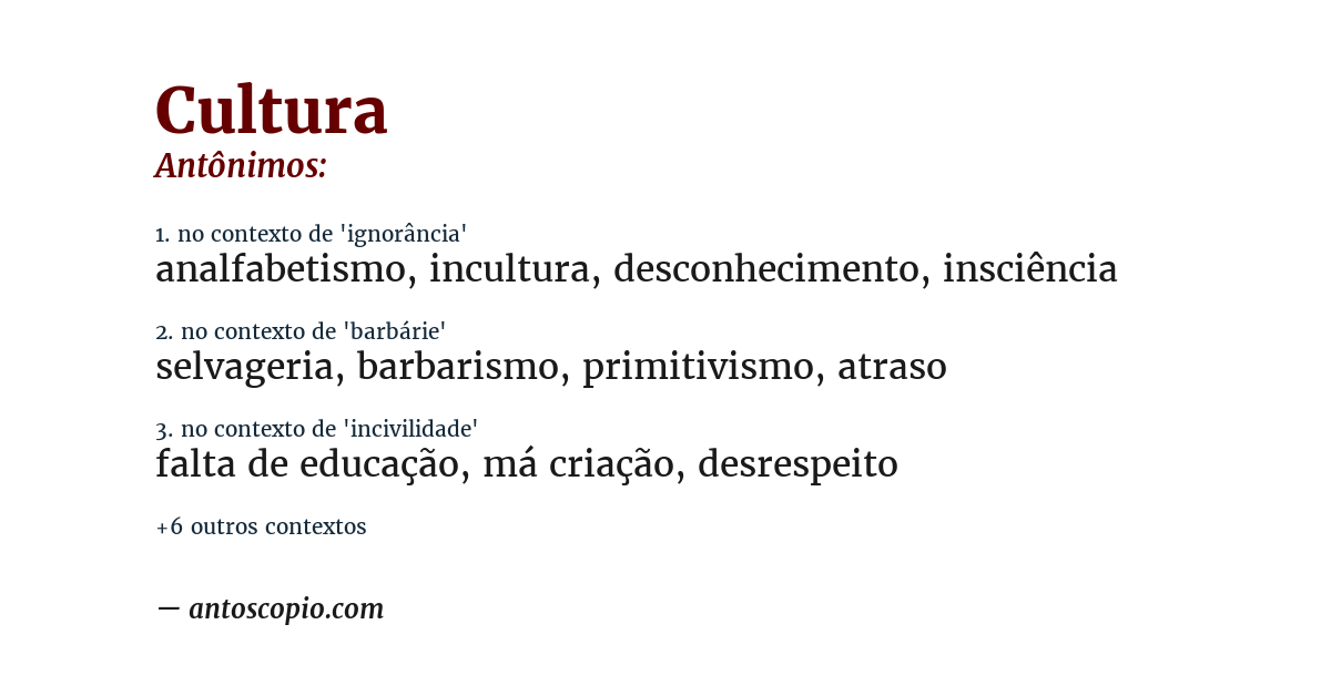 Antônimo de cultura