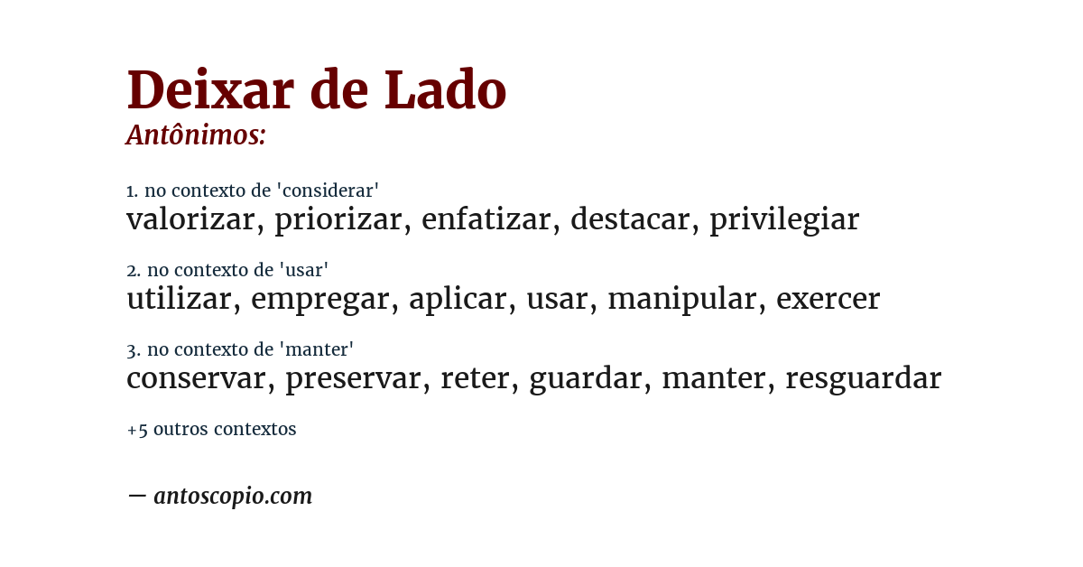 Antônimo de deixar de lado