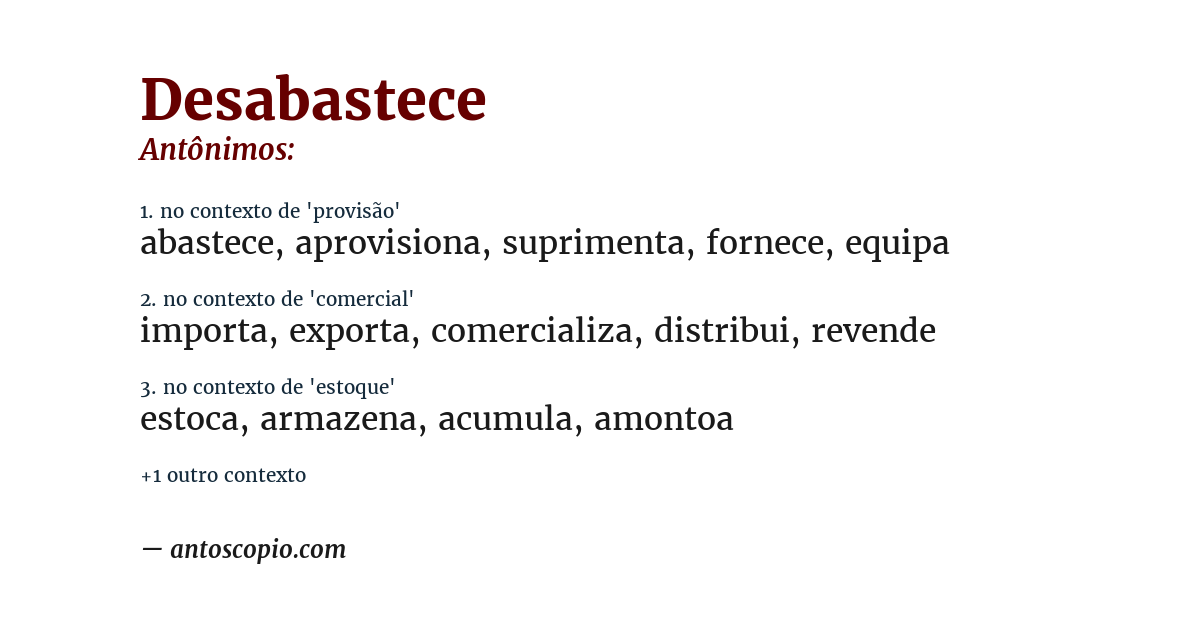 Antônimo de desabastece