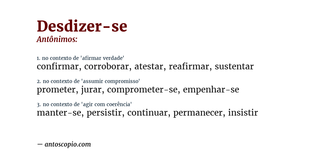 Antônimo de desdizer-se