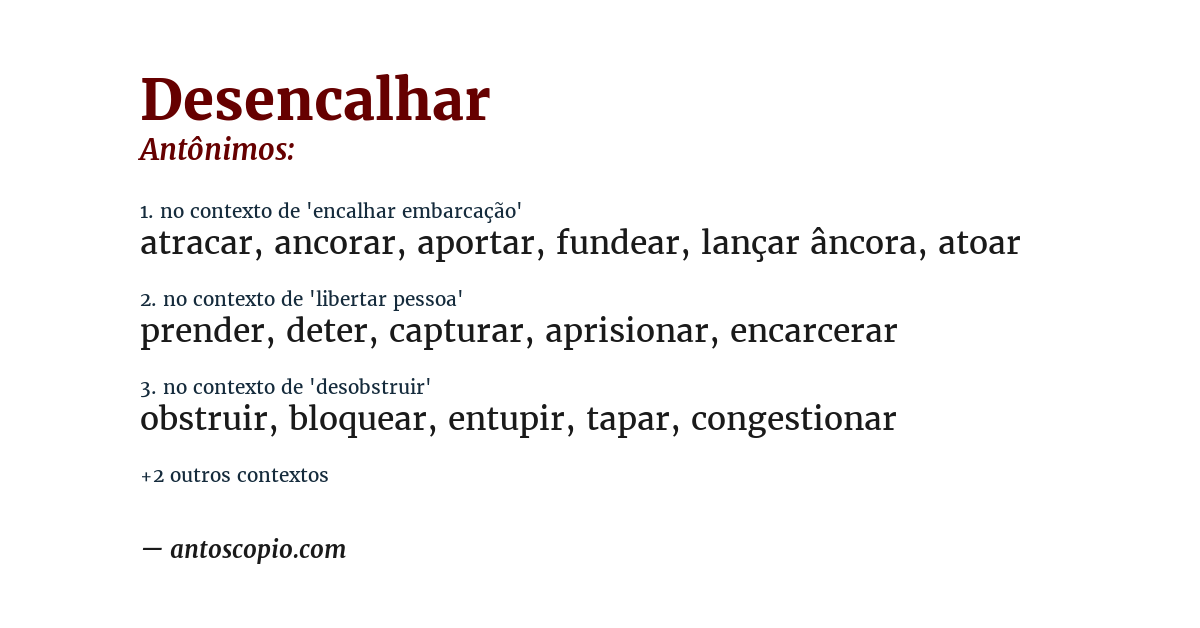 Antônimo de desencalhar