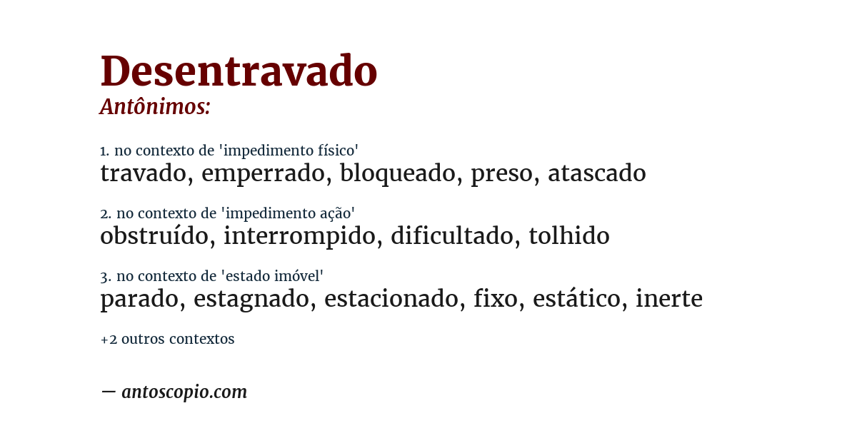 Antônimo de desentravado