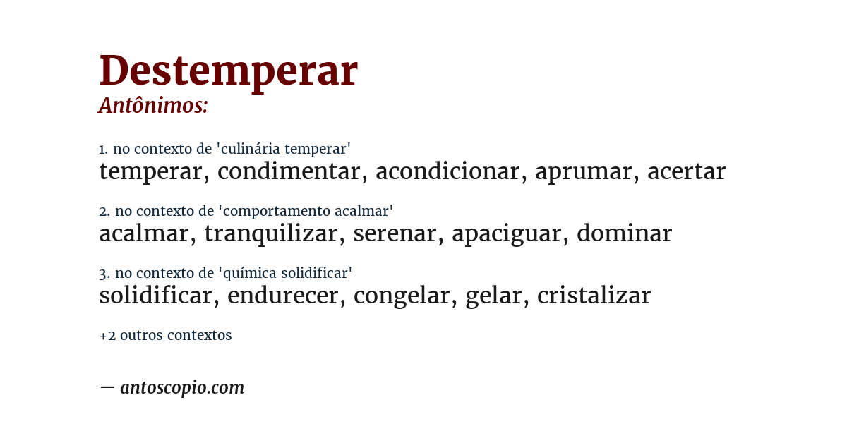 Antônimo de destemperar