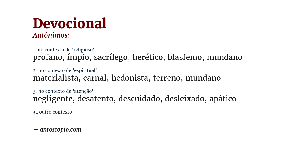 Antônimo de devocional