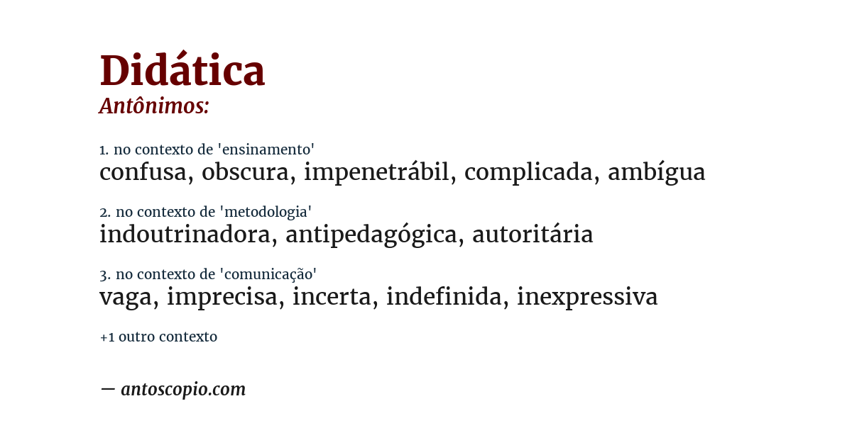 Antônimo de didática