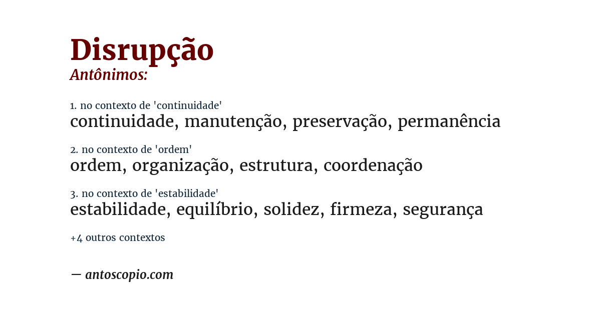 Antônimo de disrupção