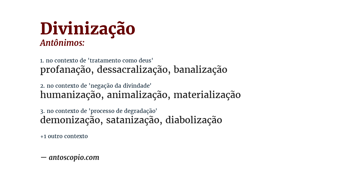 Antônimo de divinização