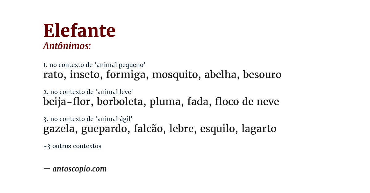 Antônimo de elefante