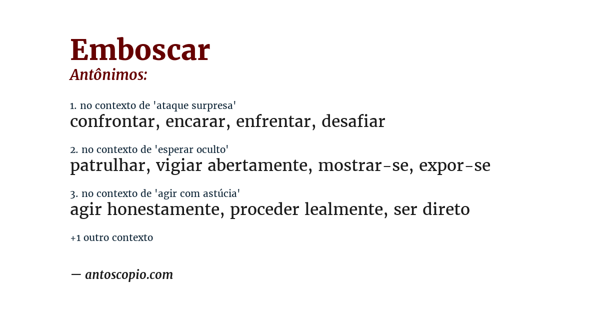 Antônimo de emboscar