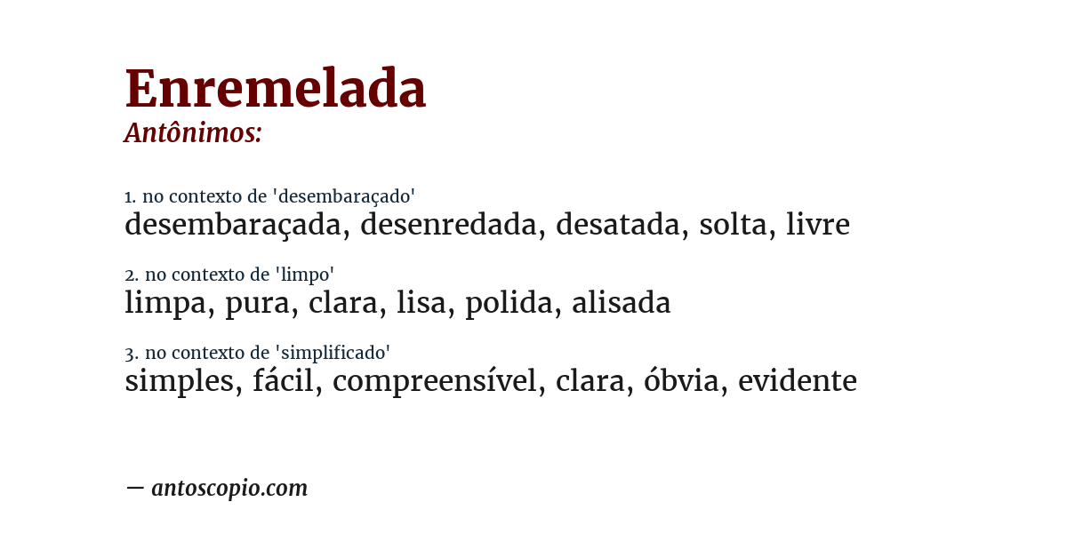 Antônimo de enremelada