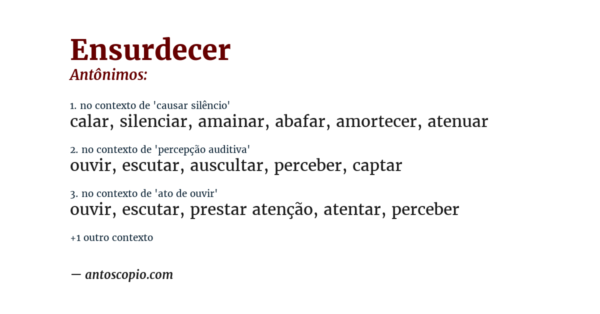 Antônimo de ensurdecer