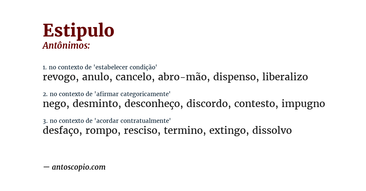 Antônimo de estipulo