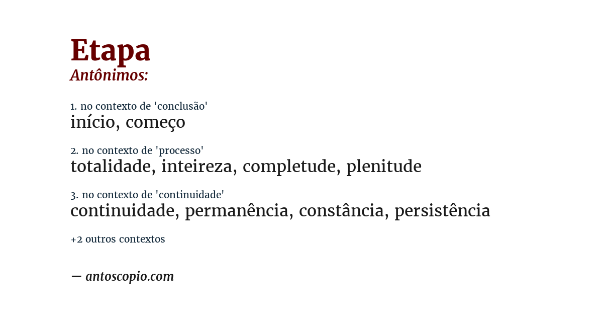 Antônimo de etapa
