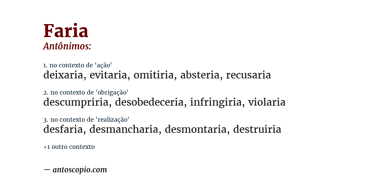 Antônimo de faria