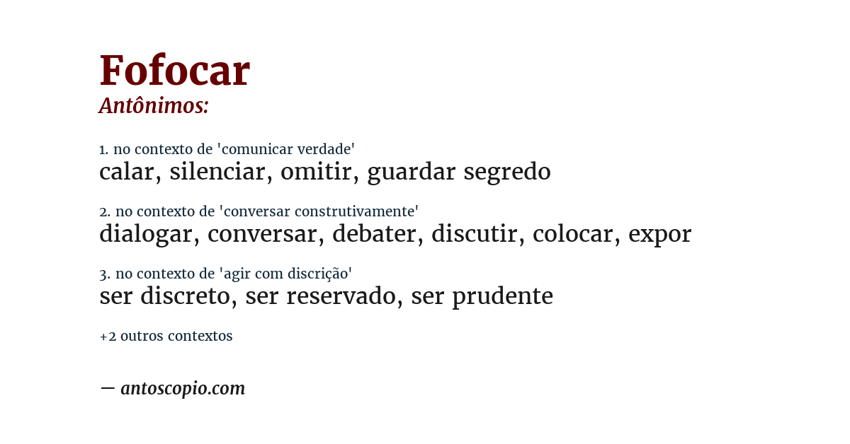 Antônimo de fofocar