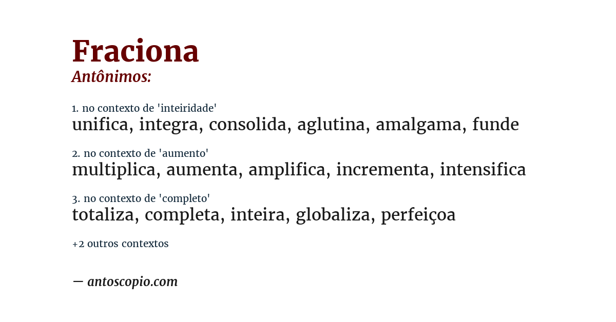 Antônimo de fraciona