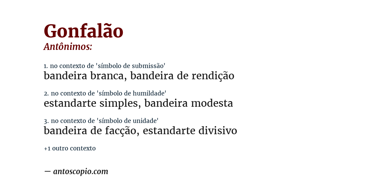 Antônimo de gonfalão