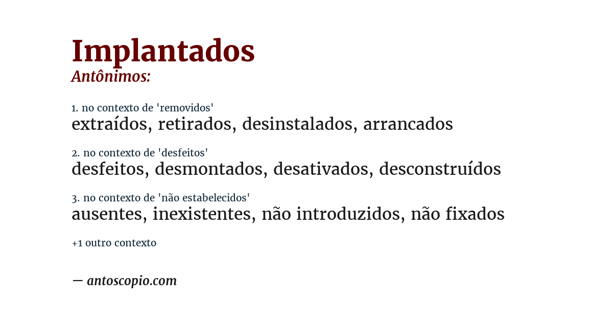Antônimo de implantados