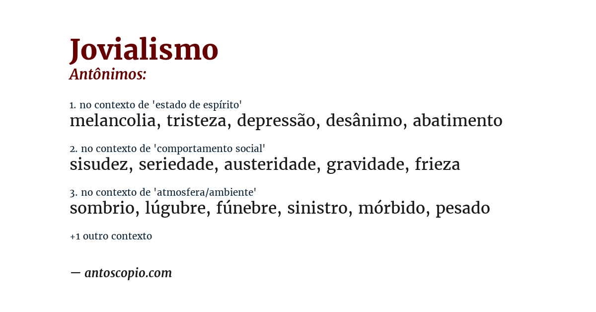 Antônimo de jovialismo