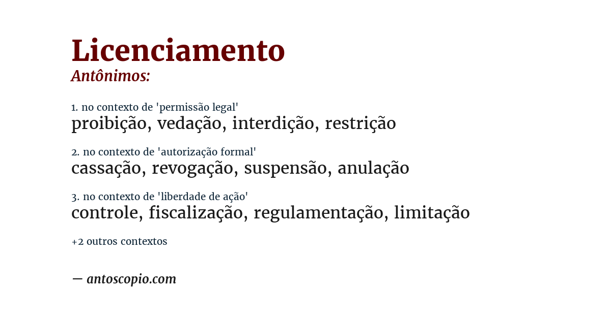 Antônimo de licenciamento