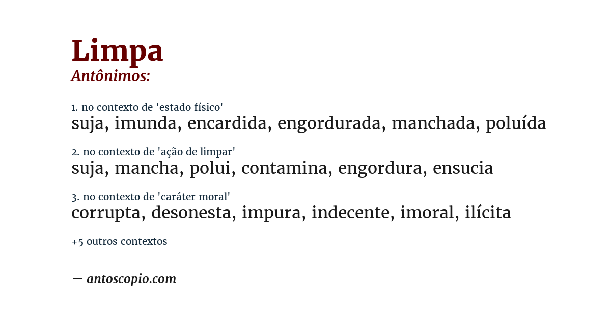 Antônimo de limpa