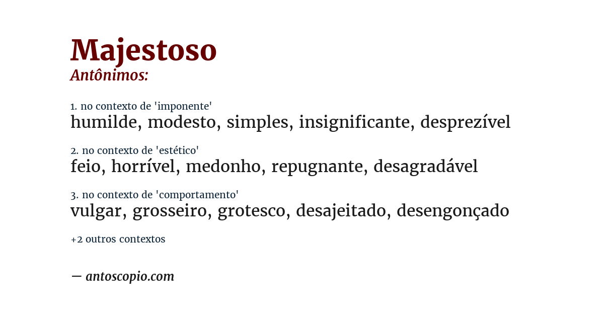 Antônimo de majestoso
