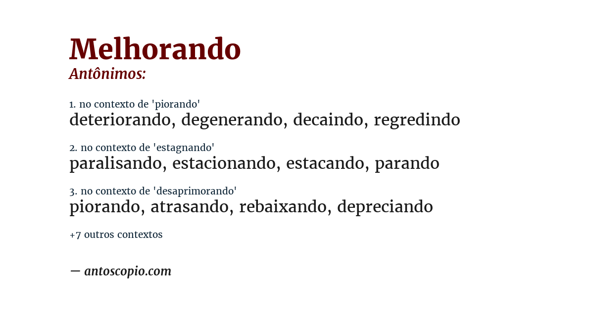Antônimo de melhorando