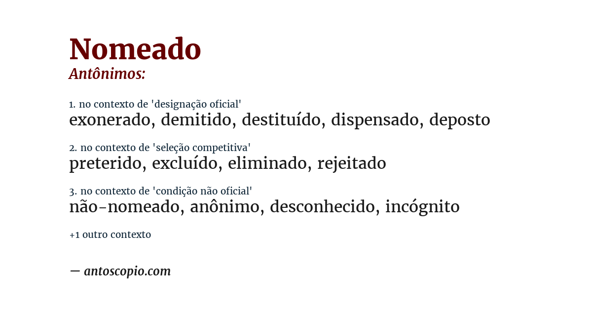 Antônimo de nomeado